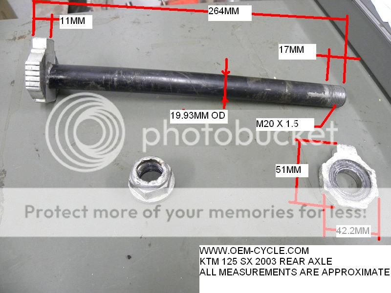 KTM 125 SX 2003 REAR AXLE PICS AND MEASUREMENTS Photo by oemcycle